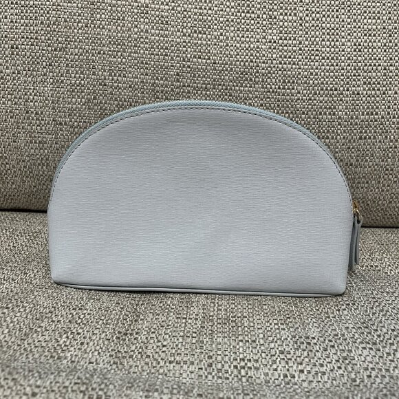 Furla Baby Blue Leather Curved Cosmetics Travel Case - Picture 6 of 9